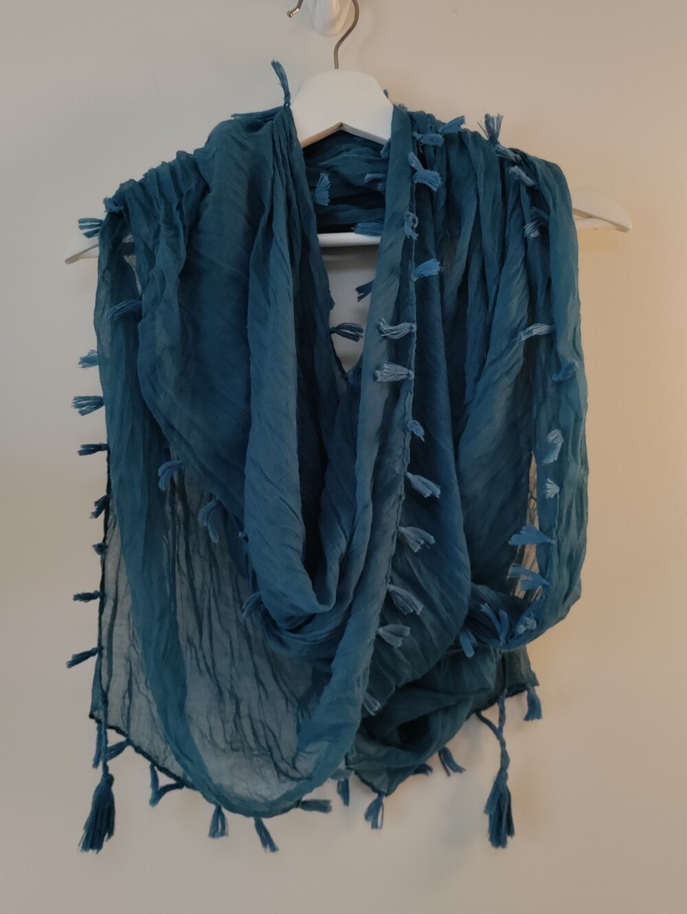 Boho Tassel Scarf in Teal OS NWOT